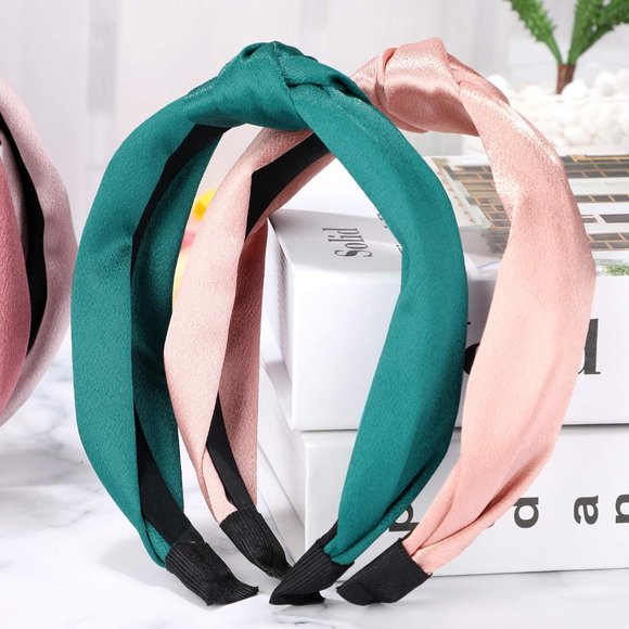 8 Pcs Topknot Headband Solid Color Cross Wide Hair